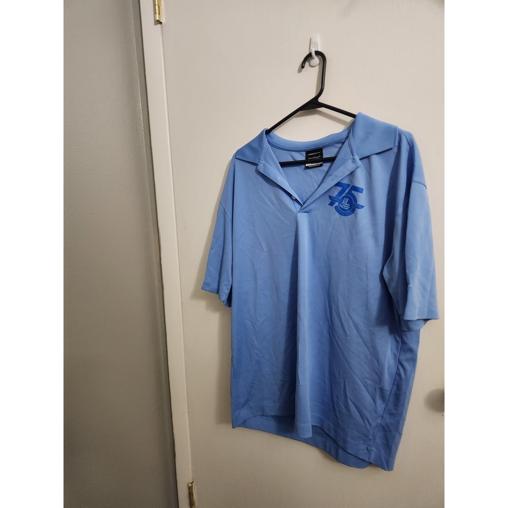 Nike Golf Dri-FIT Polo Shirt Mens Large Blue 75 Years of Service 1946-2021